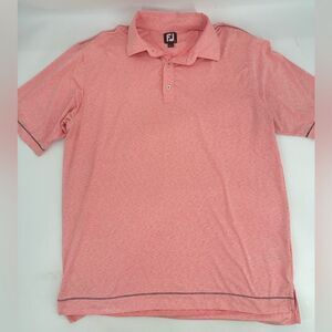 FootJoy Orange Striped Men’s Polo Shirt Size Large Embroidered